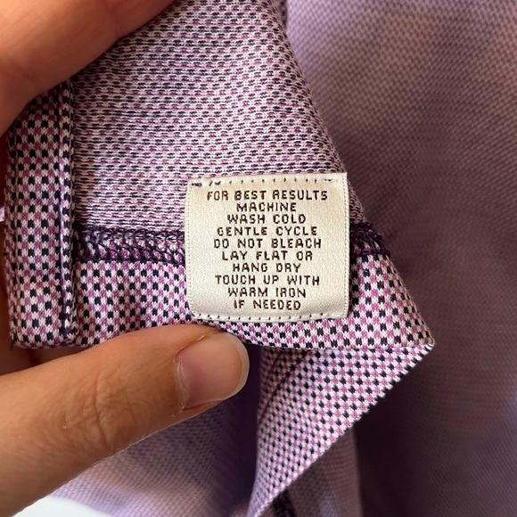 Peter Millar Polo Kierland Golf Club Embroidery size L purple white check cotton - Picture 8 of 8